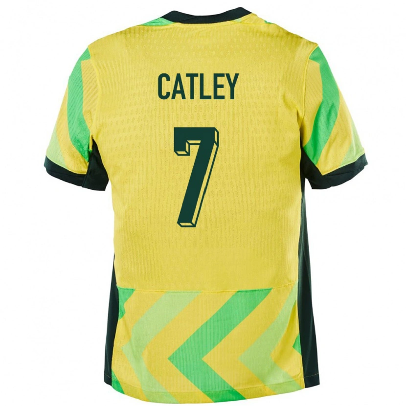 Danxen Kvinder Australien Stephanie Catley #7 Gylden Hjemmebane Spillertrøjer 24-26 Trøje T-Shirt
