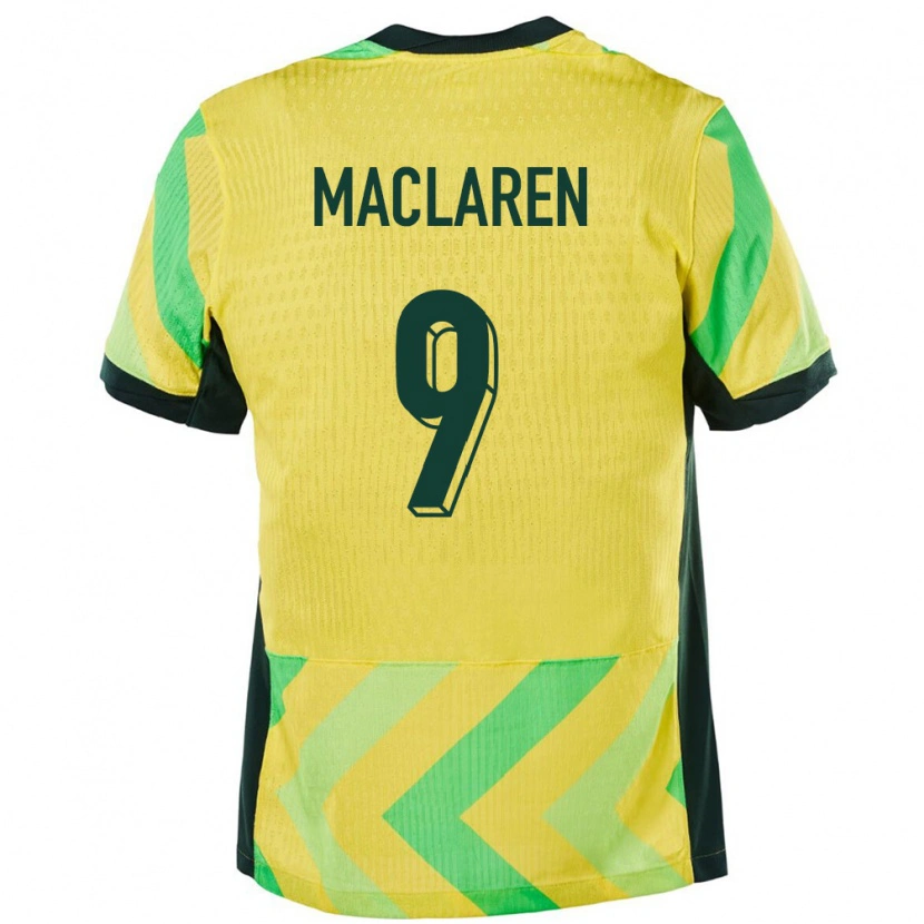 Danxen Kvinder Australien Jamie Maclaren #9 Gylden Hjemmebane Spillertrøjer 24-26 Trøje T-Shirt