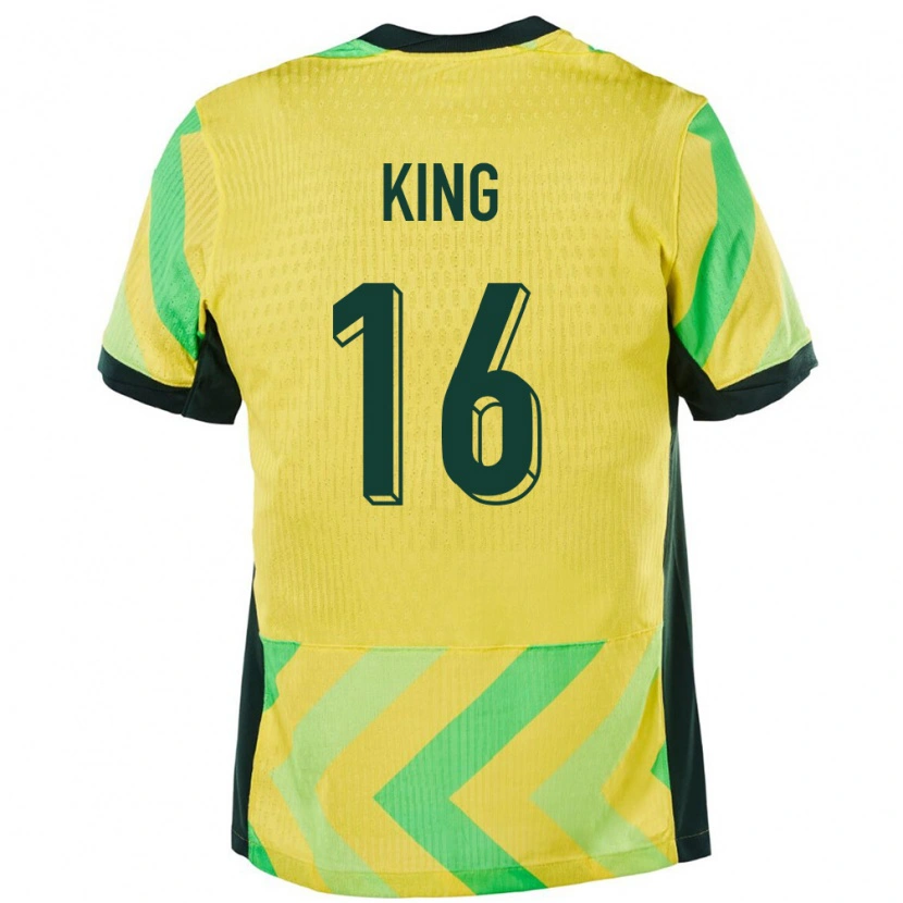Danxen Kvinder Australien Joel King #16 Gylden Hjemmebane Spillertrøjer 24-26 Trøje T-Shirt