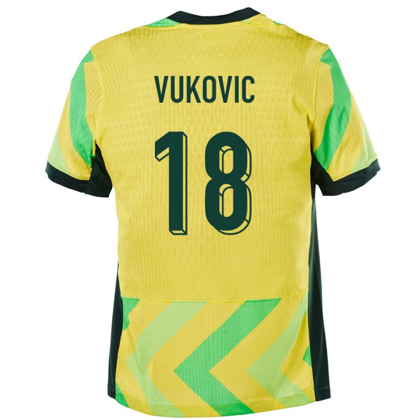 Danxen Kvinder Australien Danny Vukovic #18 Gylden Hjemmebane Spillertrøjer 24-26 Trøje T-Shirt