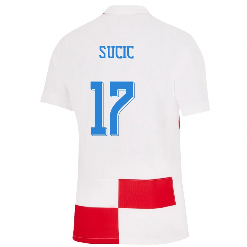 Danxen Kvinder Kroatien Petar Sucic #17 Hvid Rød Hjemmebane Spillertrøjer 24-26 Trøje T-Shirt