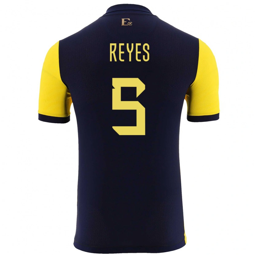 Danxen Kvinder Ecuador Jairo Reyes #5 Gul Hjemmebane Spillertrøjer 24-26 Trøje T-Shirt