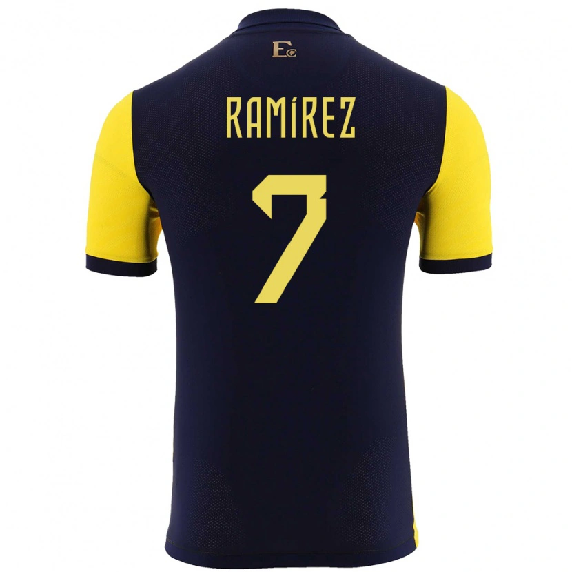 Danxen Kvinder Ecuador Jalmar Ramírez #7 Gul Hjemmebane Spillertrøjer 24-26 Trøje T-Shirt