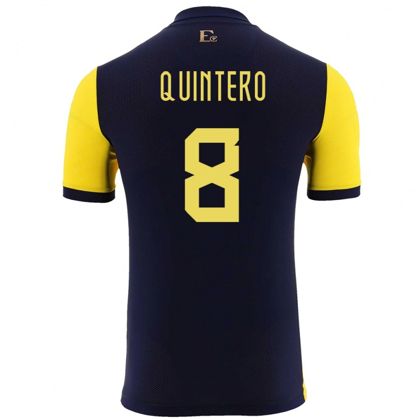Danxen Kvinder Ecuador Hólger Quintero #8 Gul Hjemmebane Spillertrøjer 24-26 Trøje T-Shirt