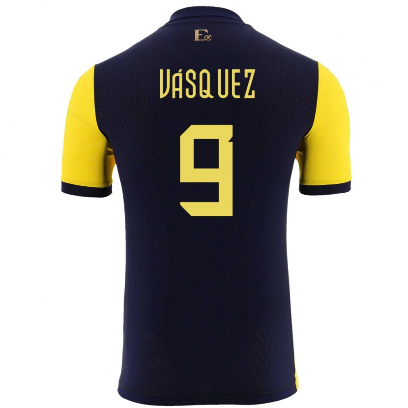 Danxen Kvinder Ecuador Yandri Vásquez #9 Gul Hjemmebane Spillertrøjer 24-26 Trøje T-Shirt