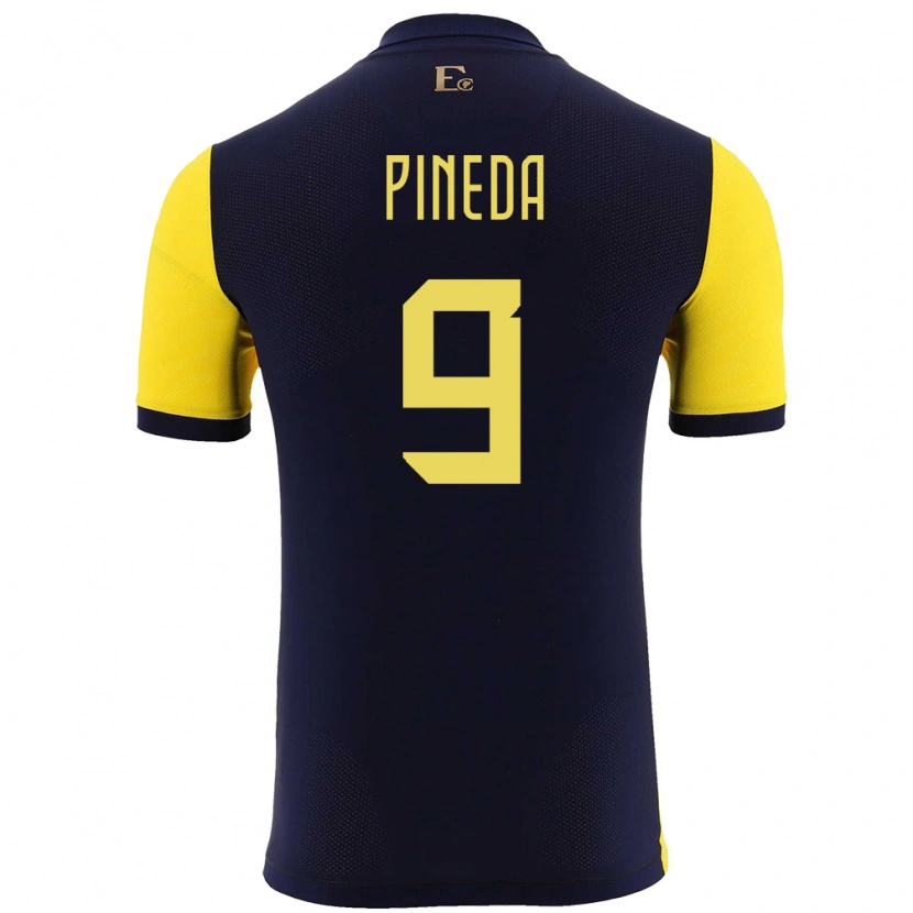 Danxen Kvinder Ecuador Kevin Pineda #9 Gul Hjemmebane Spillertrøjer 24-26 Trøje T-Shirt