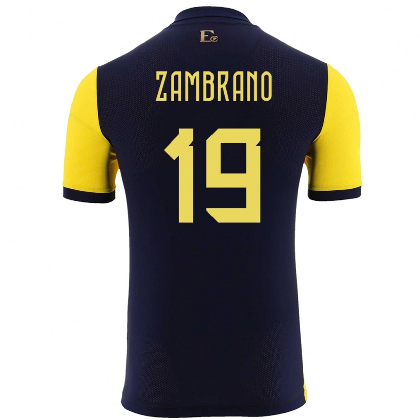 Danxen Kvinder Ecuador Cristhoper Zambrano #19 Gul Hjemmebane Spillertrøjer 24-26 Trøje T-Shirt