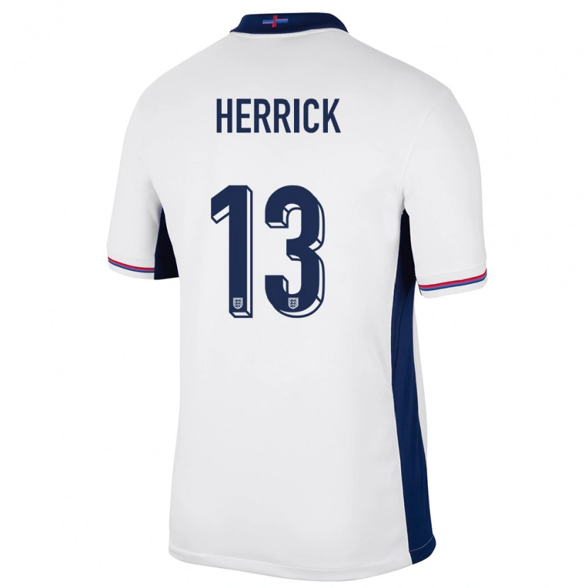 Danxen Kvinder England Finlay Herrick #13 Hvid Hjemmebane Spillertrøjer 24-26 Trøje T-Shirt