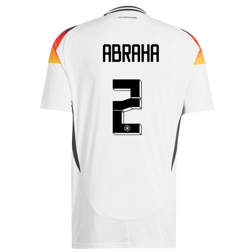 Danxen Kvinder Tyskland Natnael Abraha #2 Hvid Hjemmebane Spillertrøjer 24-26 Trøje T-Shirt