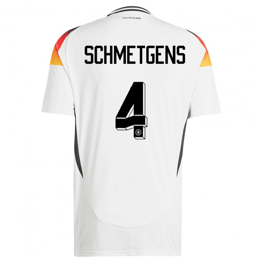 Danxen Kvinder Tyskland Mick Schmetgens #4 Hvid Hjemmebane Spillertrøjer 24-26 Trøje T-Shirt