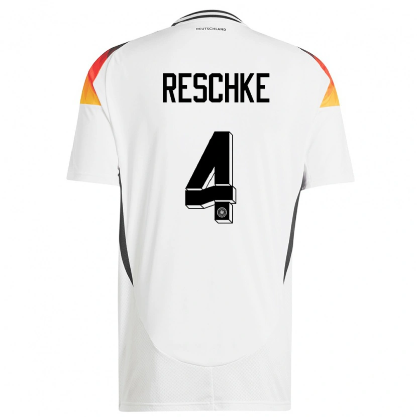 Danxen Kvinder Tyskland Gianluca Reschke #4 Hvid Hjemmebane Spillertrøjer 24-26 Trøje T-Shirt