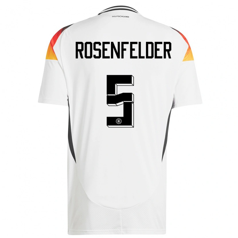 Danxen Kvinder Tyskland Max Rosenfelder #5 Hvid Hjemmebane Spillertrøjer 24-26 Trøje T-Shirt