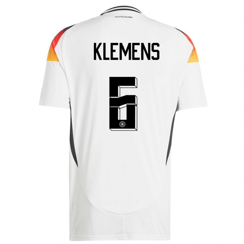 Danxen Kvinder Tyskland Pascal Klemens #6 Hvid Hjemmebane Spillertrøjer 24-26 Trøje T-Shirt