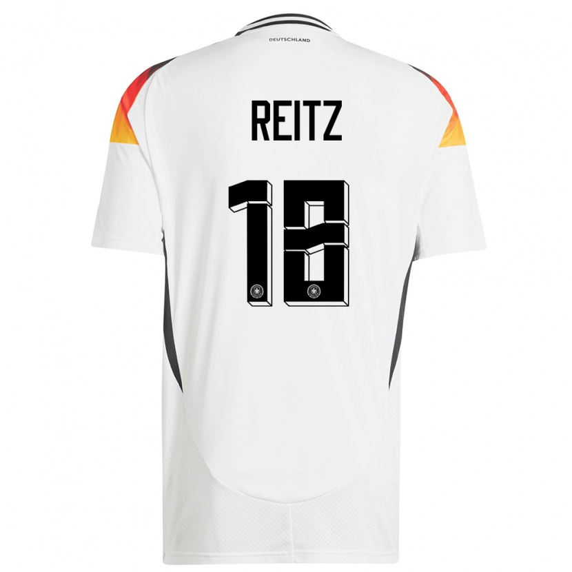 Danxen Kvinder Tyskland Rocco Reitz #18 Hvid Hjemmebane Spillertrøjer 24-26 Trøje T-Shirt