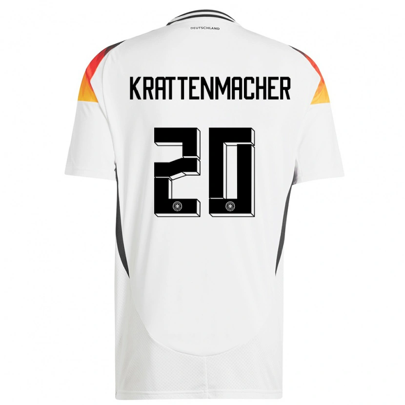 Danxen Kvinder Tyskland Maurice Krattenmacher #20 Hvid Hjemmebane Spillertrøjer 24-26 Trøje T-Shirt