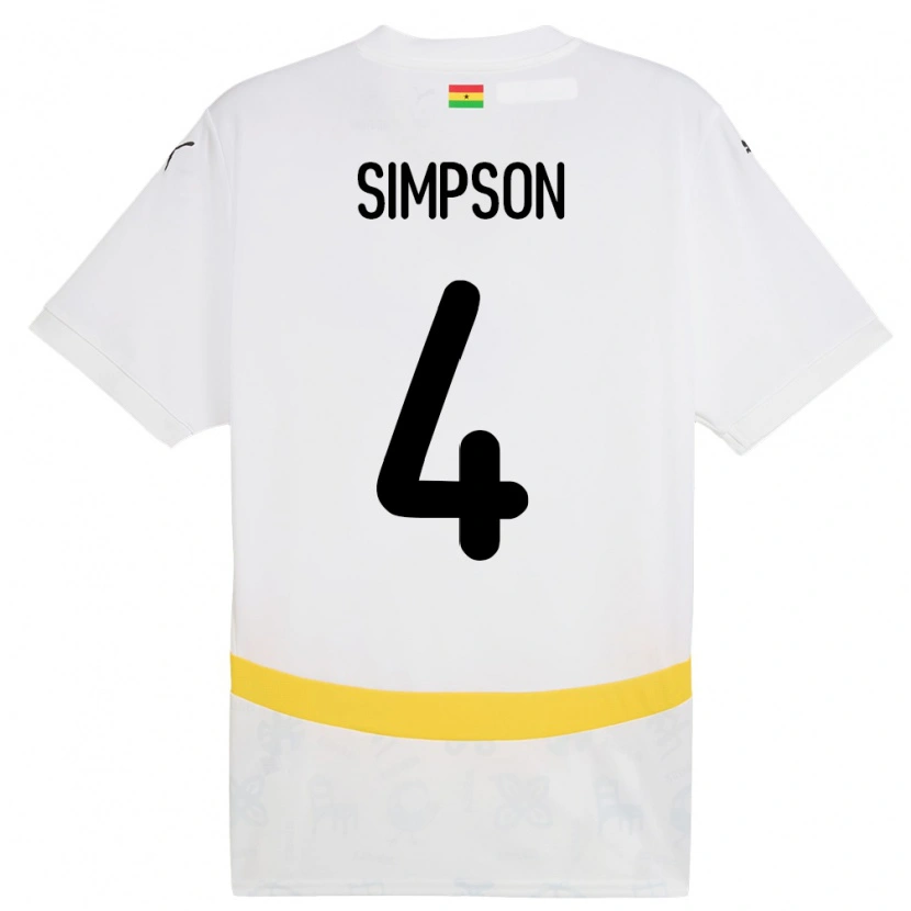 Danxen Kvinder Ghana Razak Simpson #4 Hvid Hjemmebane Spillertrøjer 24-26 Trøje T-Shirt