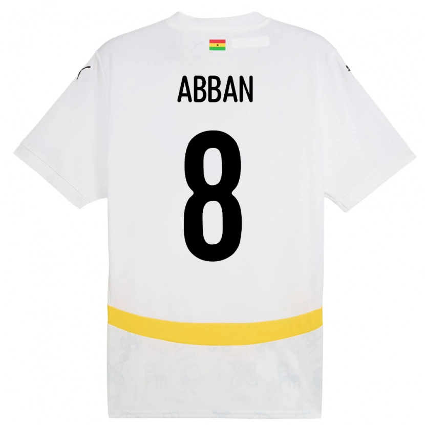 Danxen Kvinder Ghana Ebenezer Abban #8 Hvid Hjemmebane Spillertrøjer 24-26 Trøje T-Shirt