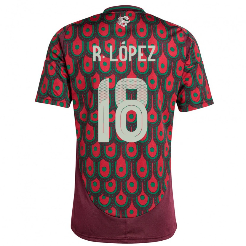 Danxen Kvinder Mexico Rodrigo López #18 Rødbrun Hjemmebane Spillertrøjer 24-26 Trøje T-Shirt