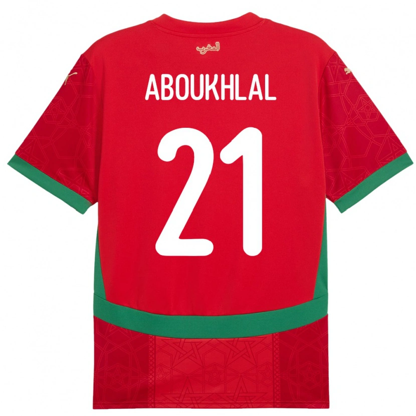 Danxen Kvinder Marokko Zakaria Aboukhlal #21 Rød Hjemmebane Spillertrøjer 24-26 Trøje T-Shirt