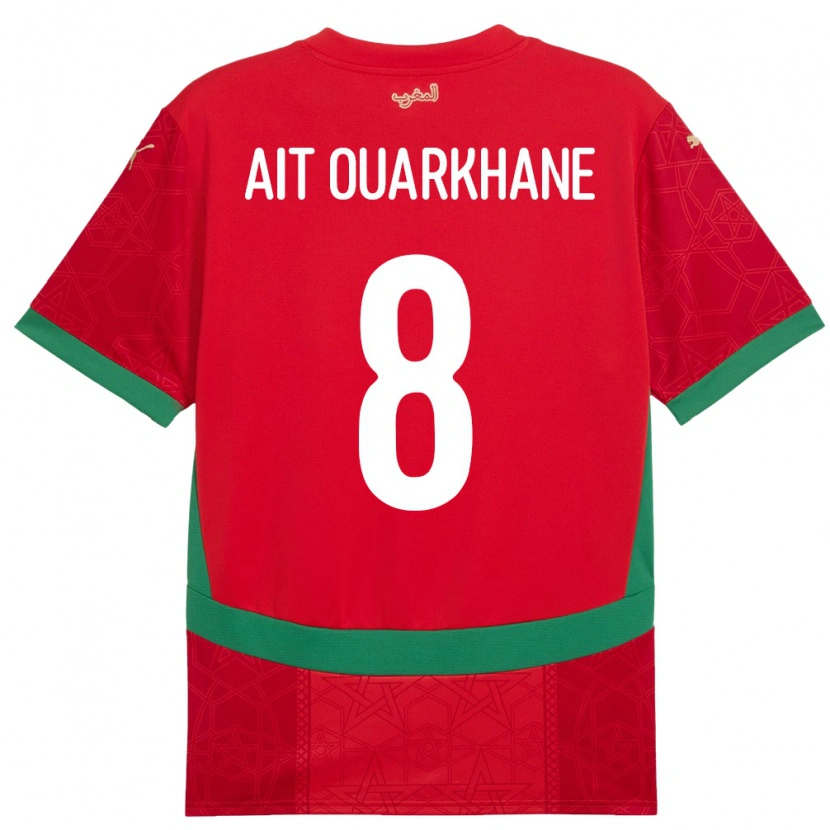 Danxen Kvinder Marokko Khalid Aït Ouarkhane #8 Rød Hjemmebane Spillertrøjer 24-26 Trøje T-Shirt