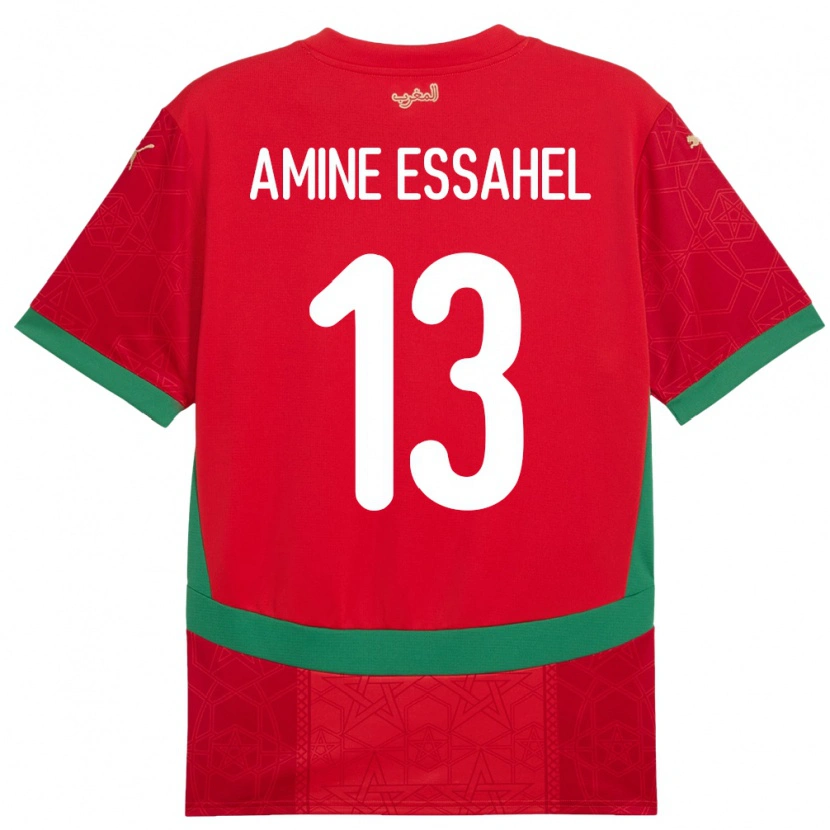 Danxen Kvinder Marokko Mohamed Amine Essahel #13 Rød Hjemmebane Spillertrøjer 24-26 Trøje T-Shirt