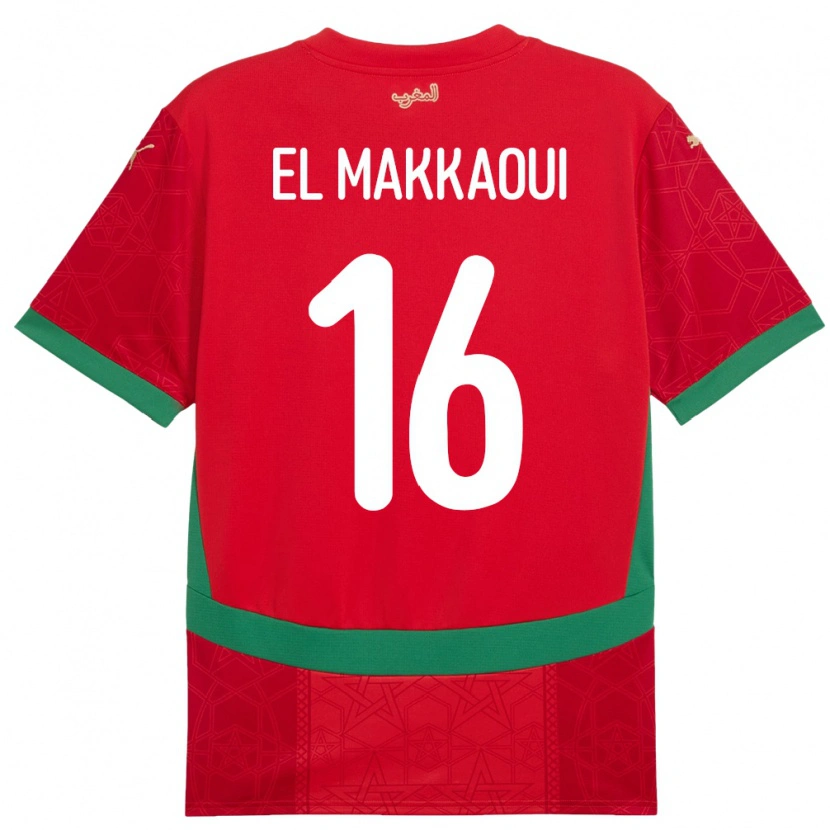 Danxen Kvinder Marokko Anas El Makkaoui #16 Rød Hjemmebane Spillertrøjer 24-26 Trøje T-Shirt