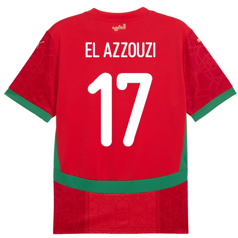 Danxen Kvinder Marokko Oussama El Azzouzi #17 Rød Hjemmebane Spillertrøjer 24-26 Trøje T-Shirt