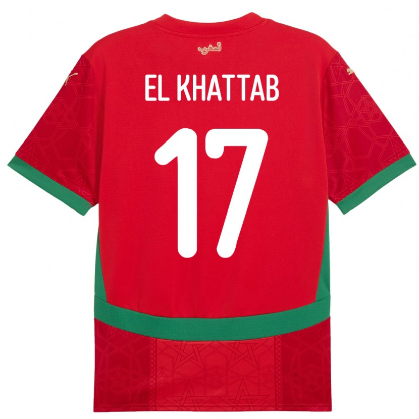 Danxen Kvinder Marokko Omar El Khattab #17 Rød Hjemmebane Spillertrøjer 24-26 Trøje T-Shirt