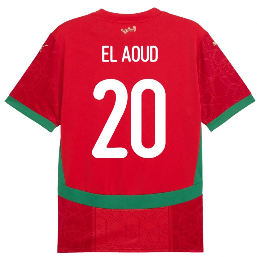 Danxen Kvinder Marokko Ismail El Aoud #20 Rød Hjemmebane Spillertrøjer 24-26 Trøje T-Shirt