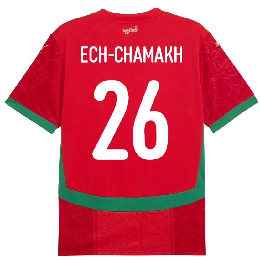 Danxen Kvinder Marokko Jamal Ech-Chamakh #26 Rød Hjemmebane Spillertrøjer 24-26 Trøje T-Shirt