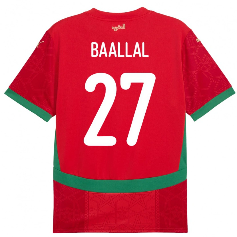 Danxen Kvinder Marokko Adam Baallal #27 Rød Hjemmebane Spillertrøjer 24-26 Trøje T-Shirt