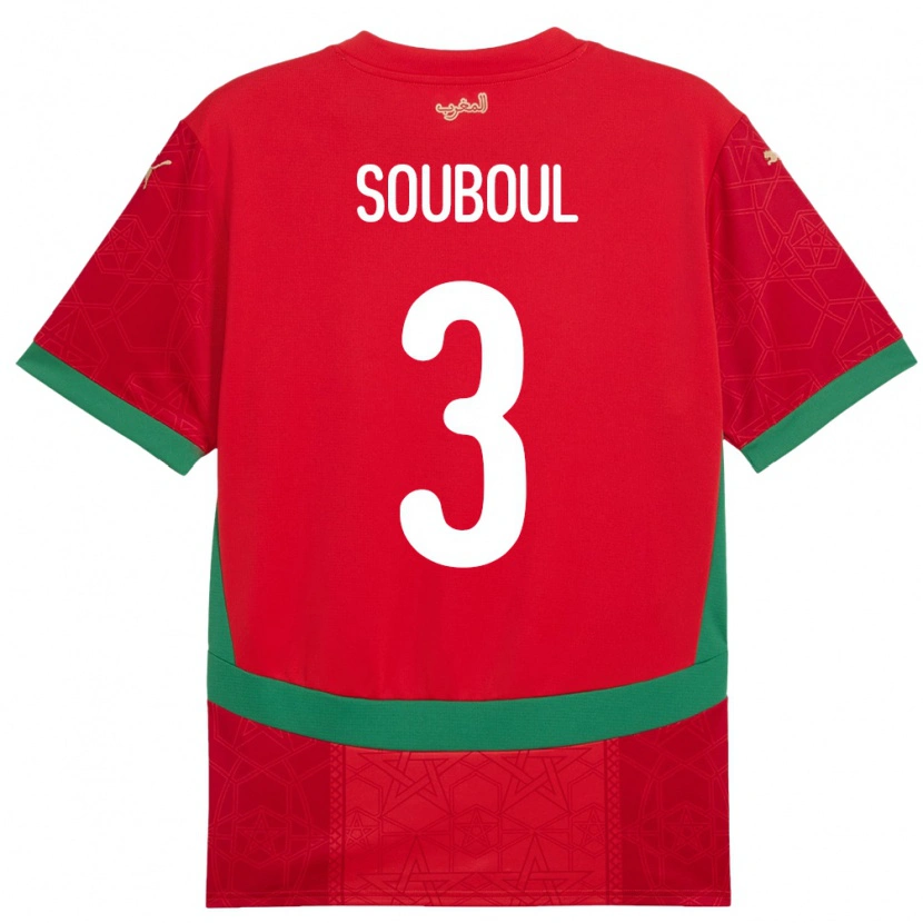 Danxen Kvinder Marokko Mohamed Souboul #3 Rød Hjemmebane Spillertrøjer 24-26 Trøje T-Shirt