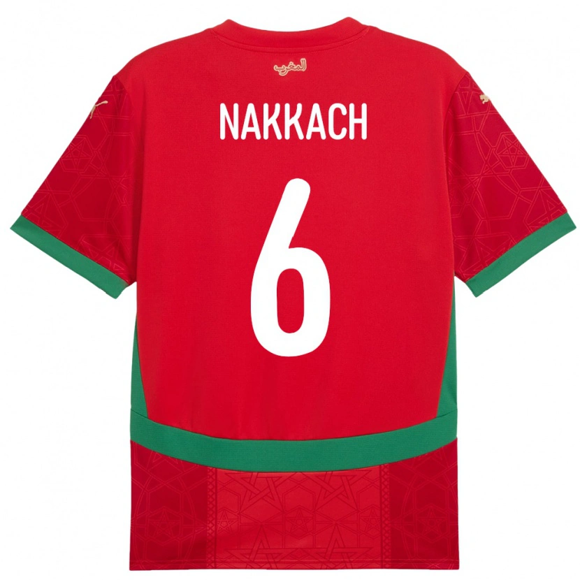 Danxen Kvinder Marokko Elodie Nakkach #6 Rød Hjemmebane Spillertrøjer 24-26 Trøje T-Shirt