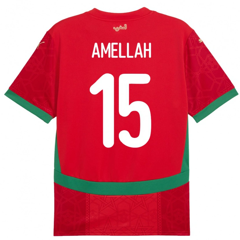 Danxen Kvinder Marokko Selim Amellah #15 Rød Hjemmebane Spillertrøjer 24-26 Trøje T-Shirt