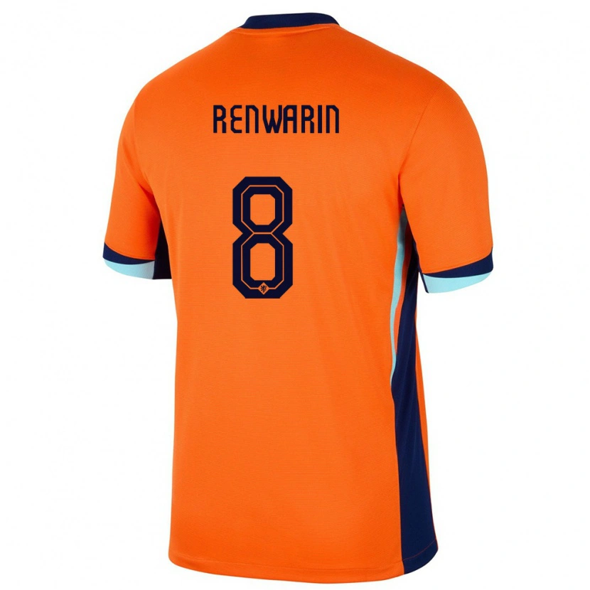 Danxen Kvinder Holland Givaro Renwarin #8 Orange Hjemmebane Spillertrøjer 24-26 Trøje T-Shirt