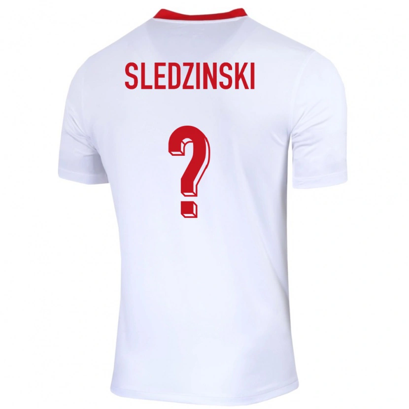 Danxen Kvinder Polen Eryk Sledzinski #0 Hvid Hjemmebane Spillertrøjer 24-26 Trøje T-Shirt