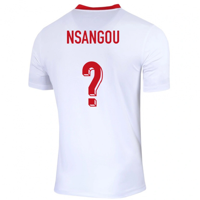Danxen Kvinder Polen Jonathan Nsangou #0 Hvid Hjemmebane Spillertrøjer 24-26 Trøje T-Shirt