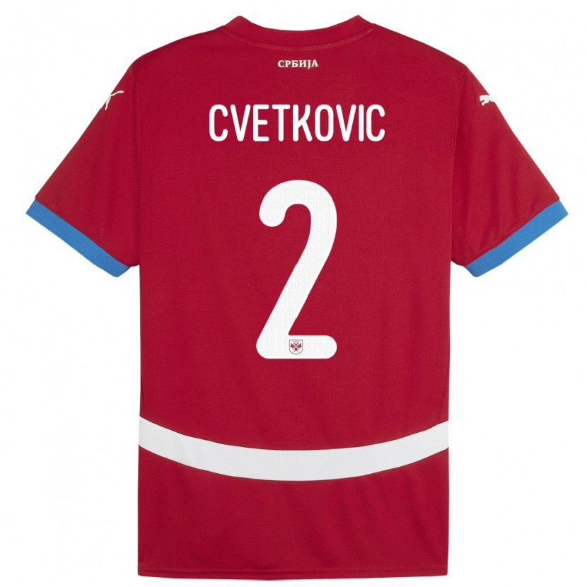 Danxen Kvinder Serbien Djordje Cvetkovic #2 Rød Hjemmebane Spillertrøjer 24-26 Trøje T-Shirt