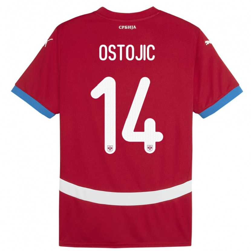 Danxen Kvinder Serbien Jovan Ostojic #14 Rød Hjemmebane Spillertrøjer 24-26 Trøje T-Shirt