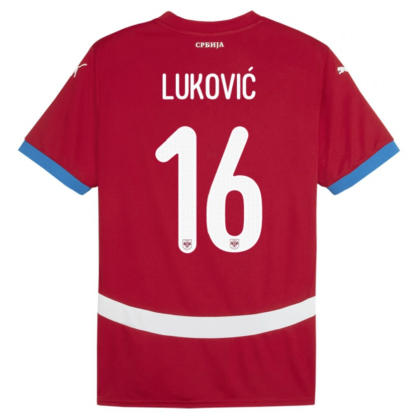 Danxen Kvinder Serbien Milos Lukovic #16 Rød Hjemmebane Spillertrøjer 24-26 Trøje T-Shirt