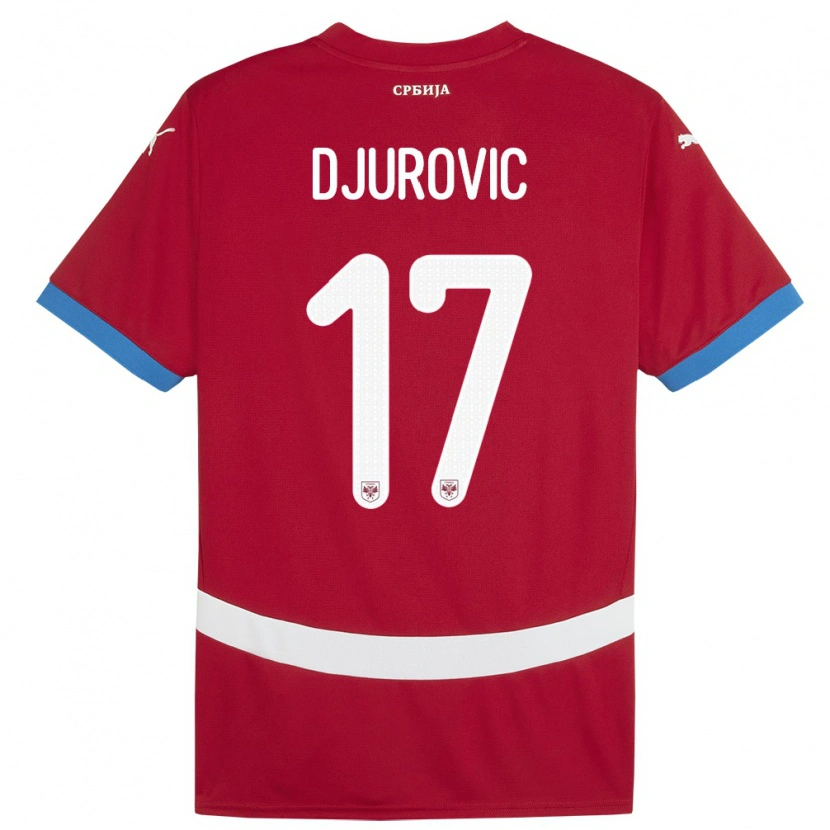 Danxen Kvinder Serbien Stefan Djurovic #17 Rød Hjemmebane Spillertrøjer 24-26 Trøje T-Shirt