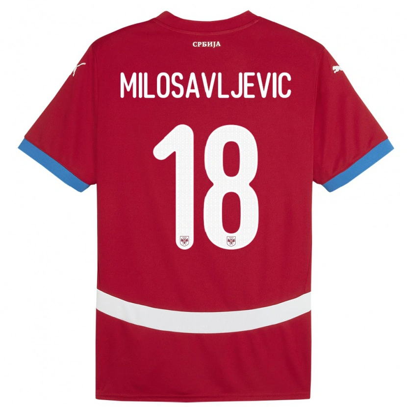 Danxen Kvinder Serbien Jovan Milosavljevic #18 Rød Hjemmebane Spillertrøjer 24-26 Trøje T-Shirt