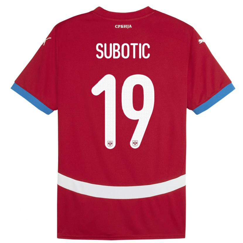 Danxen Kvinder Serbien Vasilije Subotic #19 Rød Hjemmebane Spillertrøjer 24-26 Trøje T-Shirt
