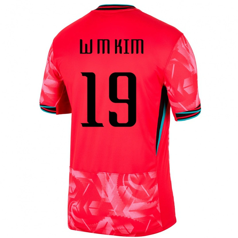 Danxen Kvinder Sydkorea Min-Woo Kim #19 Rød Hjemmebane Spillertrøjer 24-26 Trøje T-Shirt