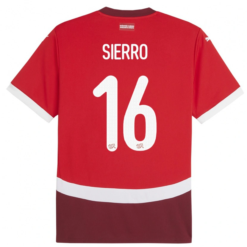 Danxen Kvinder Schweiz Vincent Sierro #16 Rød Hjemmebane Spillertrøjer 24-26 Trøje T-Shirt