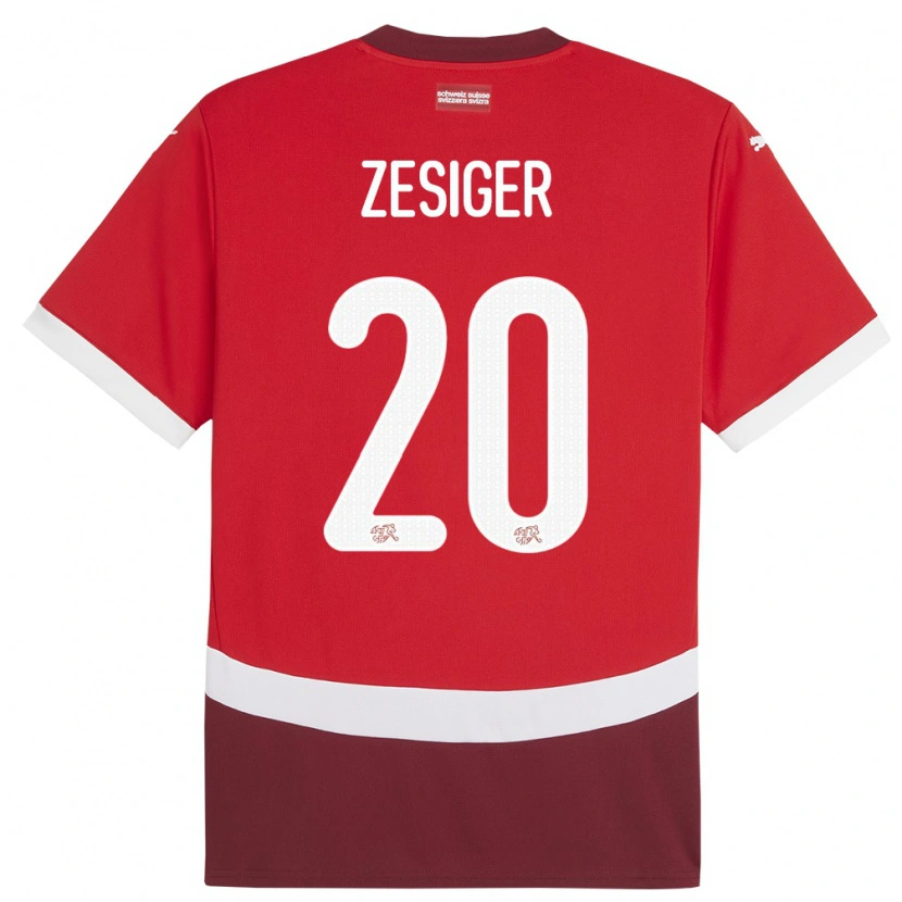 Danxen Kvinder Schweiz Cédric Zesiger #20 Rød Hjemmebane Spillertrøjer 24-26 Trøje T-Shirt
