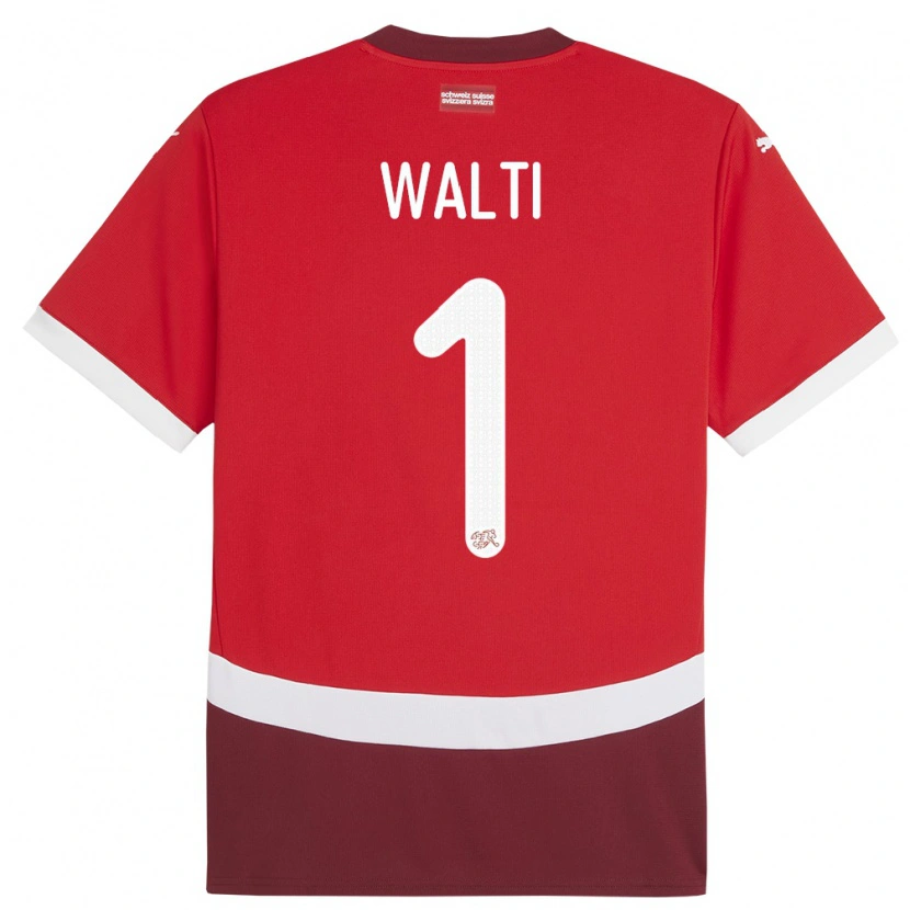 Danxen Kvinder Schweiz Dario Wälti #1 Rød Hjemmebane Spillertrøjer 24-26 Trøje T-Shirt