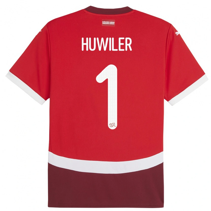 Danxen Kvinder Schweiz Lionel Huwiler #1 Rød Hjemmebane Spillertrøjer 24-26 Trøje T-Shirt