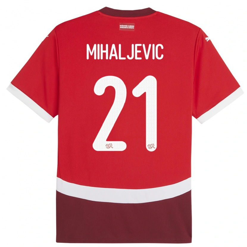 Danxen Kvinder Schweiz Mark Mihaljevic #21 Rød Hjemmebane Spillertrøjer 24-26 Trøje T-Shirt