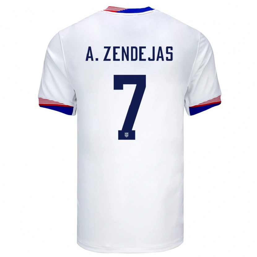Danxen Kvinder Usa Álex Zendejas #7 Hvid Hjemmebane Spillertrøjer 24-26 Trøje T-Shirt